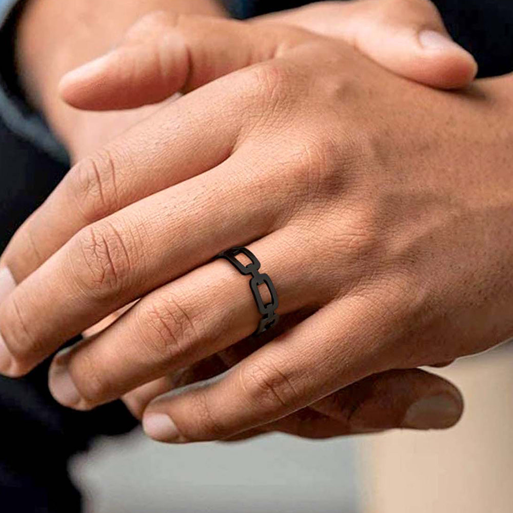 925 Sterling Silver Chain Link Rings for Women Men FaithHeart Jewelry