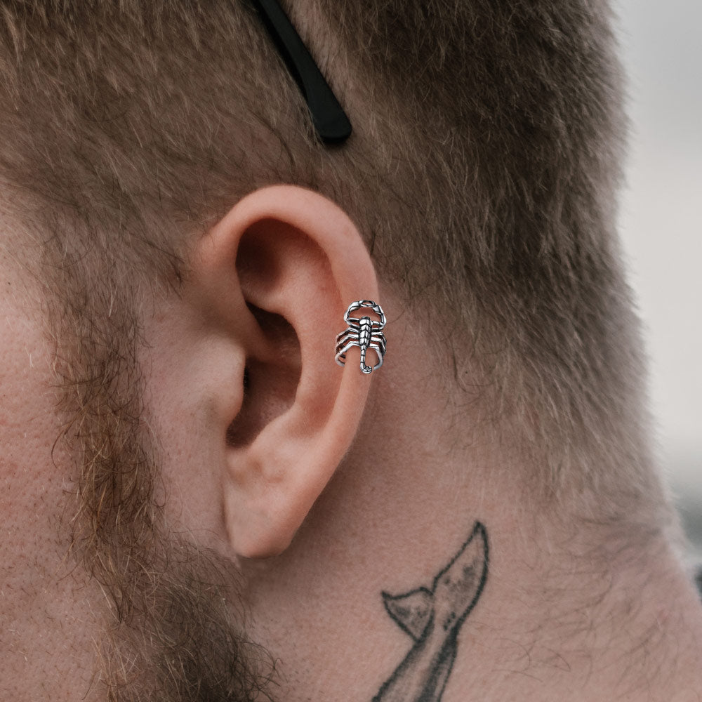 FaithHeart Sterling Silver Scorpion Ear Cuff for Men FaithHeart