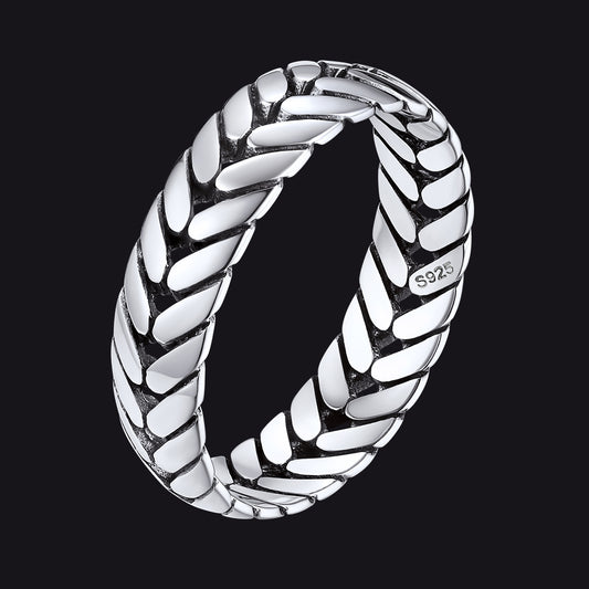 Sterling Silver Chunky Wheat Chain Band Ring - S925img