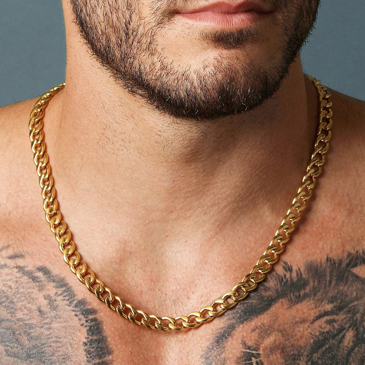 Sturdy Cuban Link Chain Necklace Lobster Clasp For Men