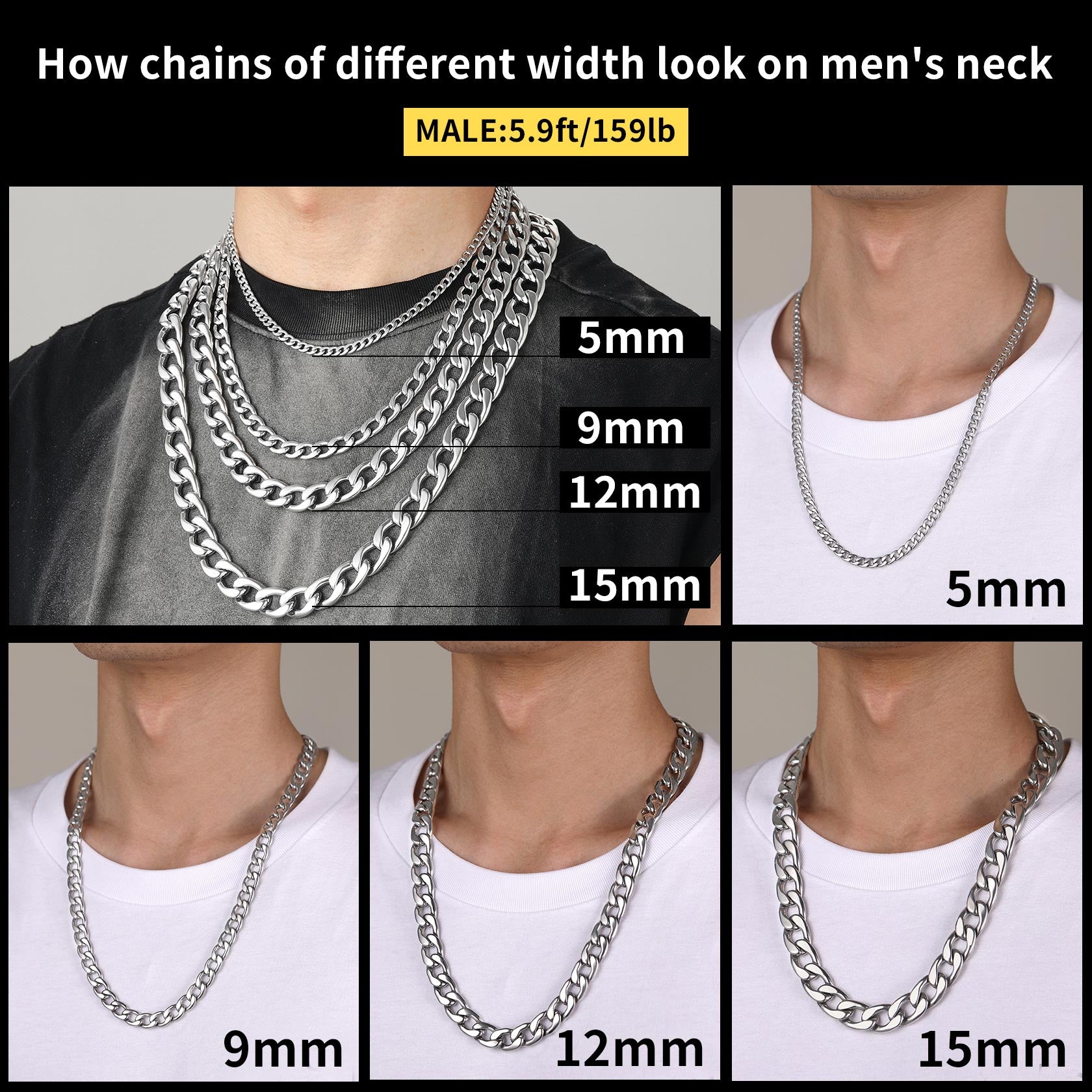 Sturdy Cuban Link Chain Necklace Size