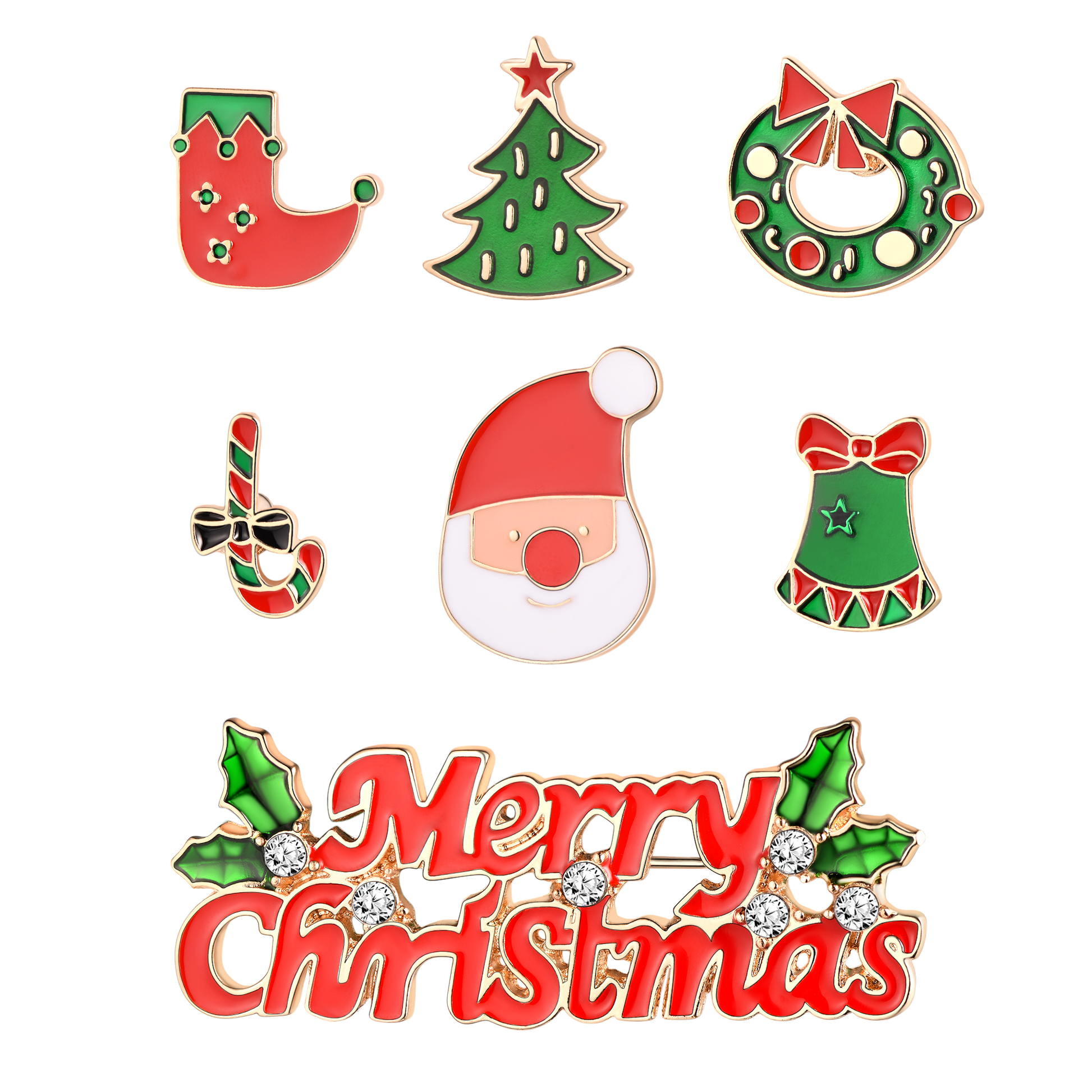 7-Piece Christmas Enamel Pin Set Full Collection