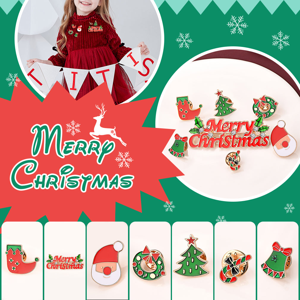 7-Piece Christmas Enamel Pin Set Full Collection