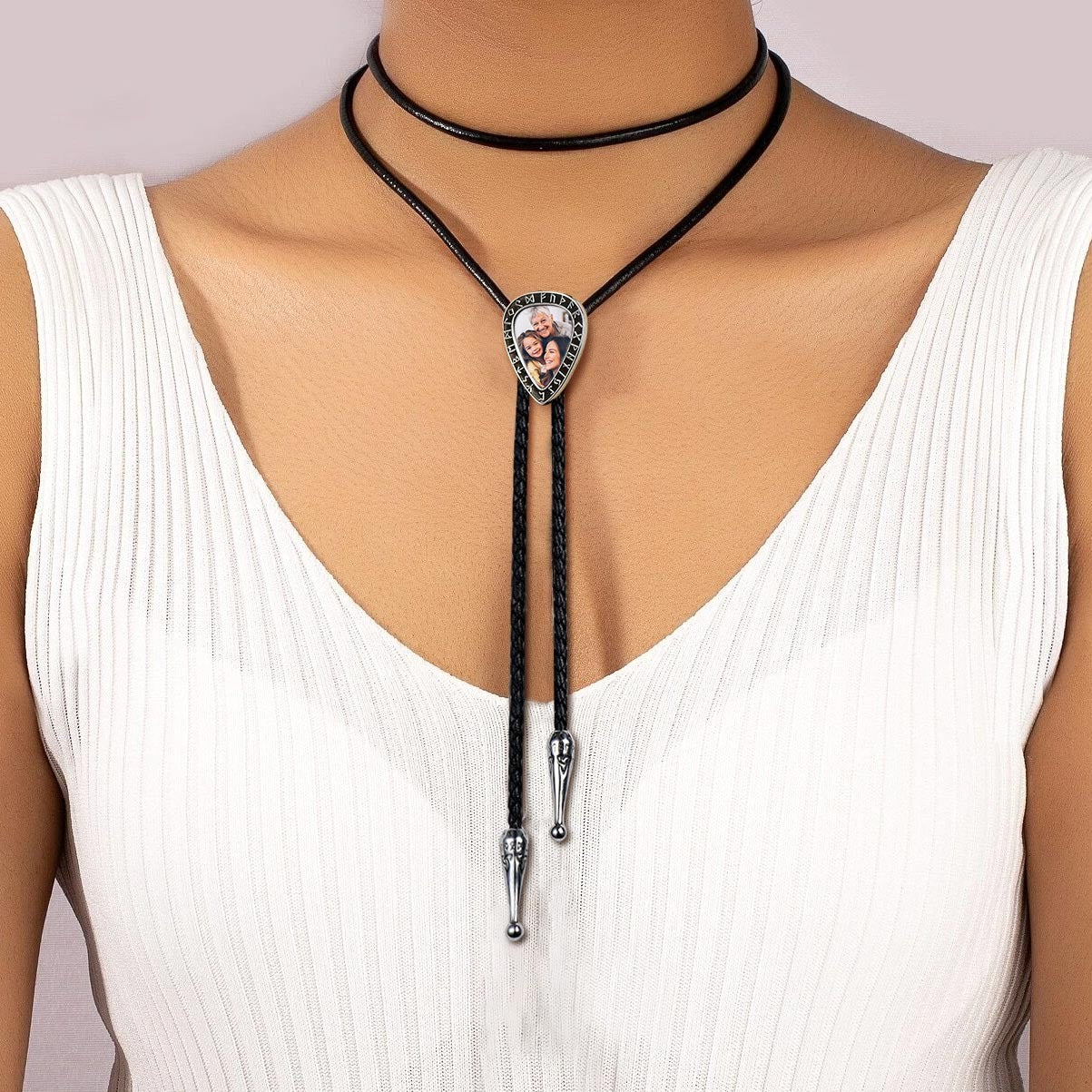 Customized Heart Photo Bolo Ties Genuine Leather Necktie FaithHeart