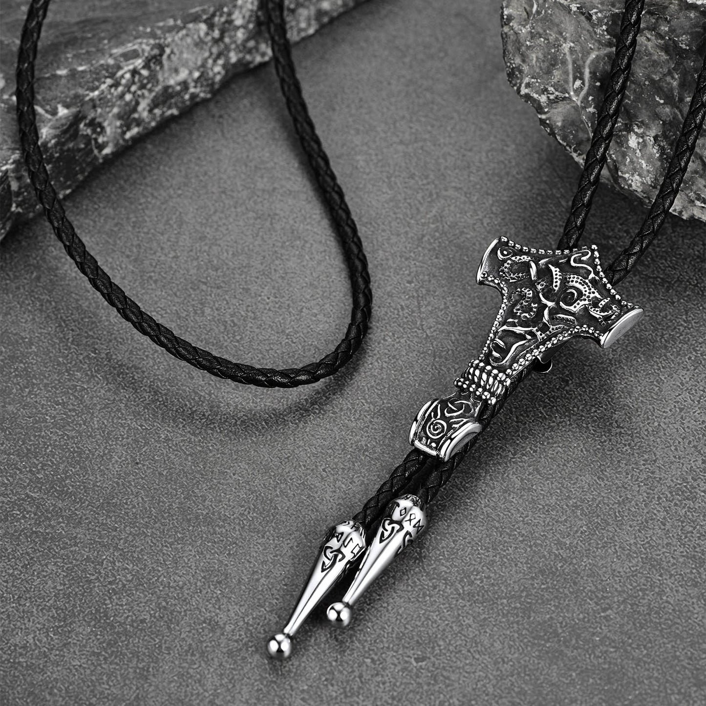 FaithHeart Thor's Hammer Genuine Leather Necktie FaithHeart