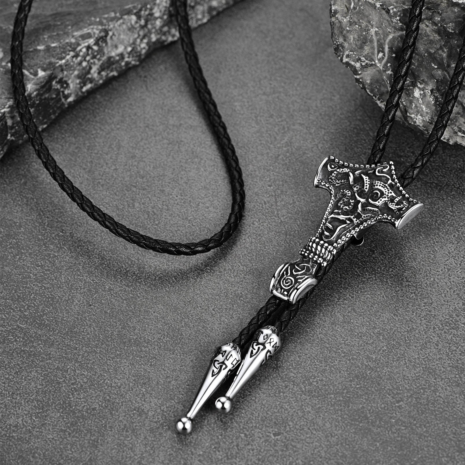 FaithHeart Thor's Hammer Genuine Leather Necktie FaithHeart