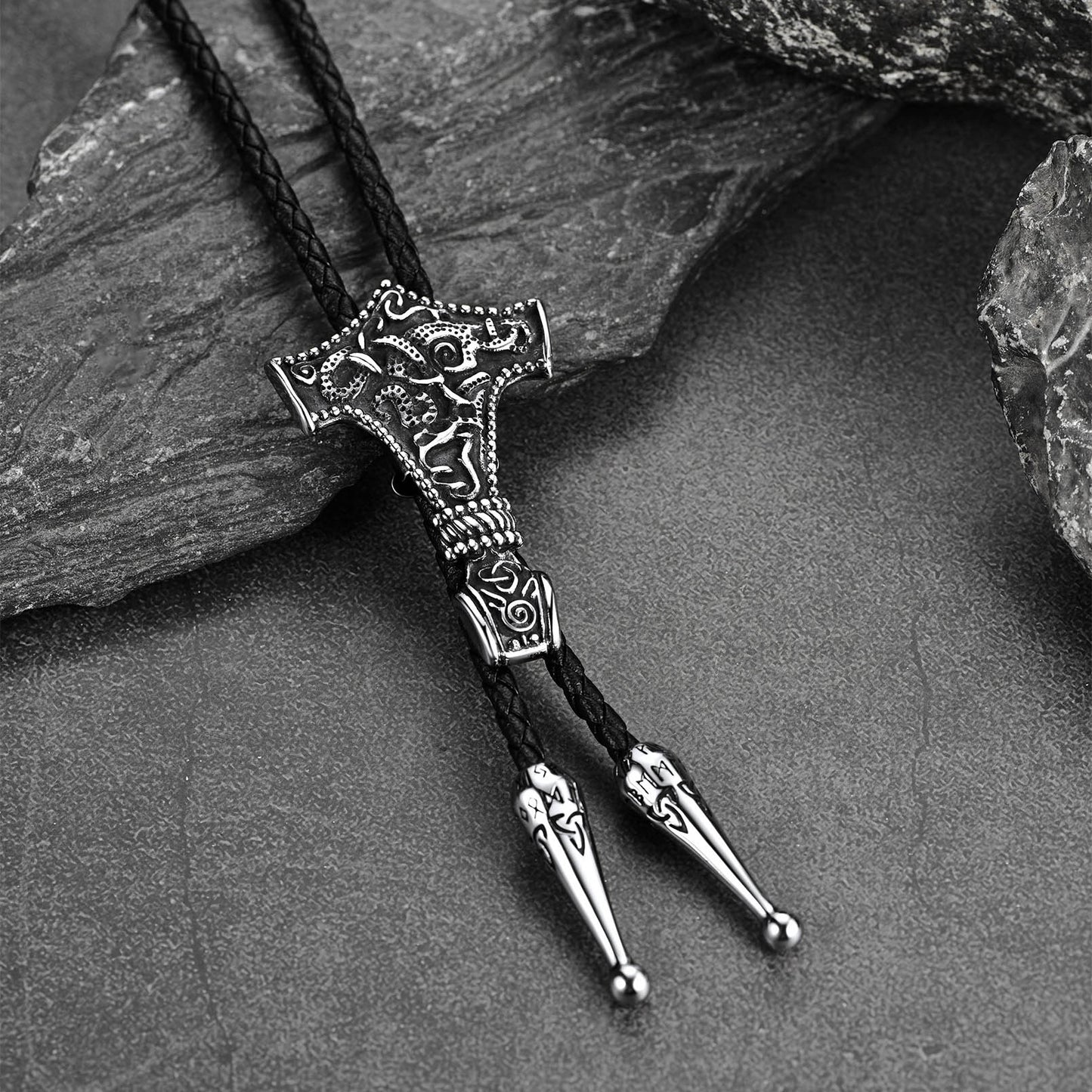 FaithHeart Thor's Hammer Genuine Leather Necktie FaithHeart