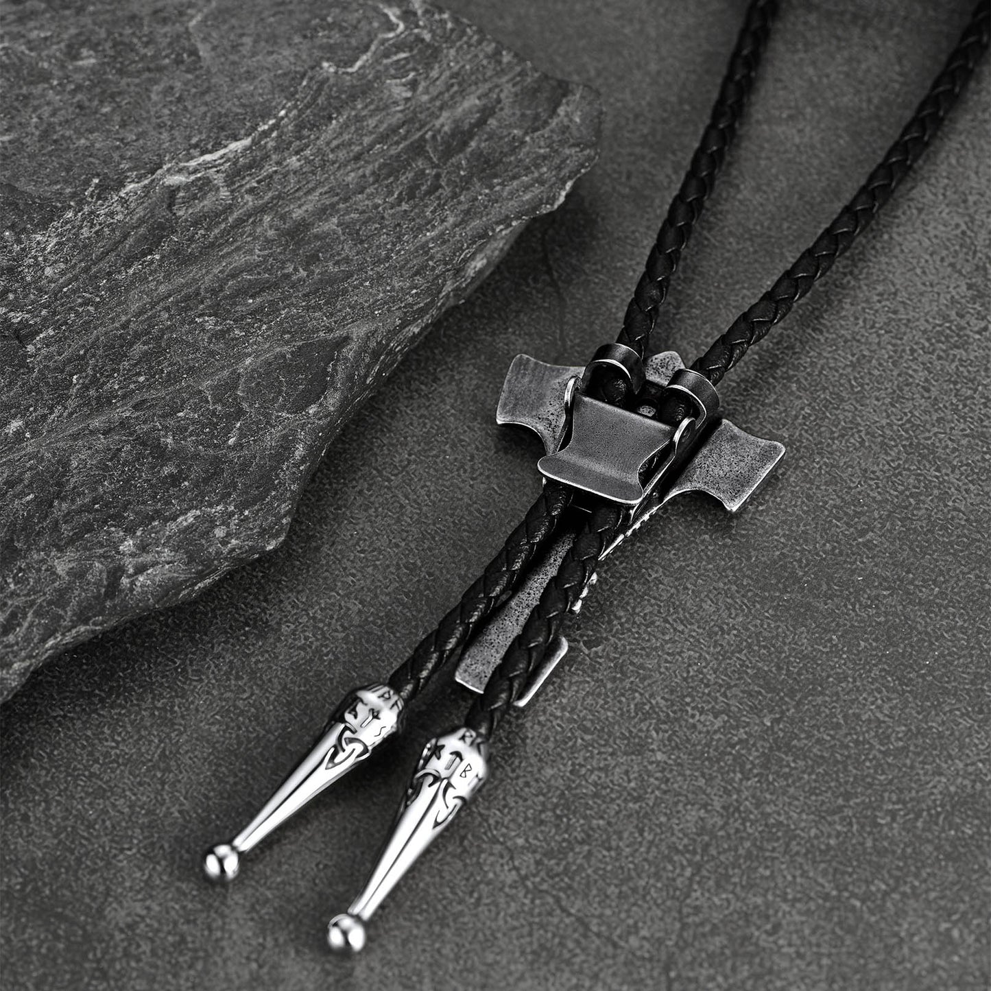 FaithHeart Thor's Hammer Genuine Leather Necktie FaithHeart