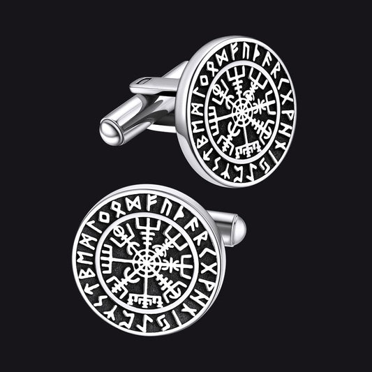 FaithHeart Nordic Viking Rune Compass Amulet Cufflinks FaithHeartimg