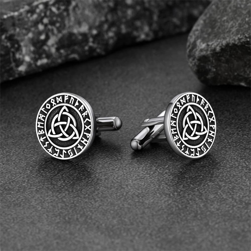 FaithHeart Nordic Viking Rune Celtic Knot Amulet Cufflinks FaithHeart