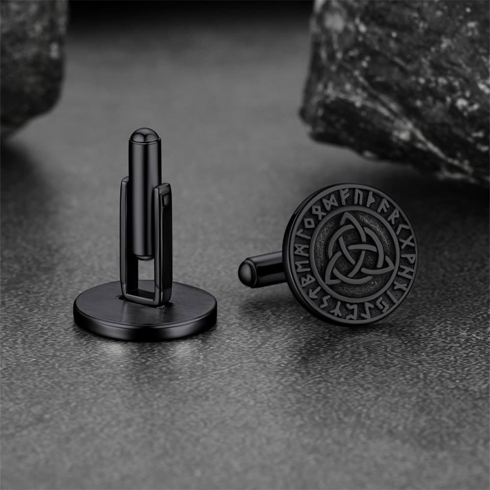FaithHeart Nordic Viking Rune Celtic Knot Amulet Cufflinks FaithHeart