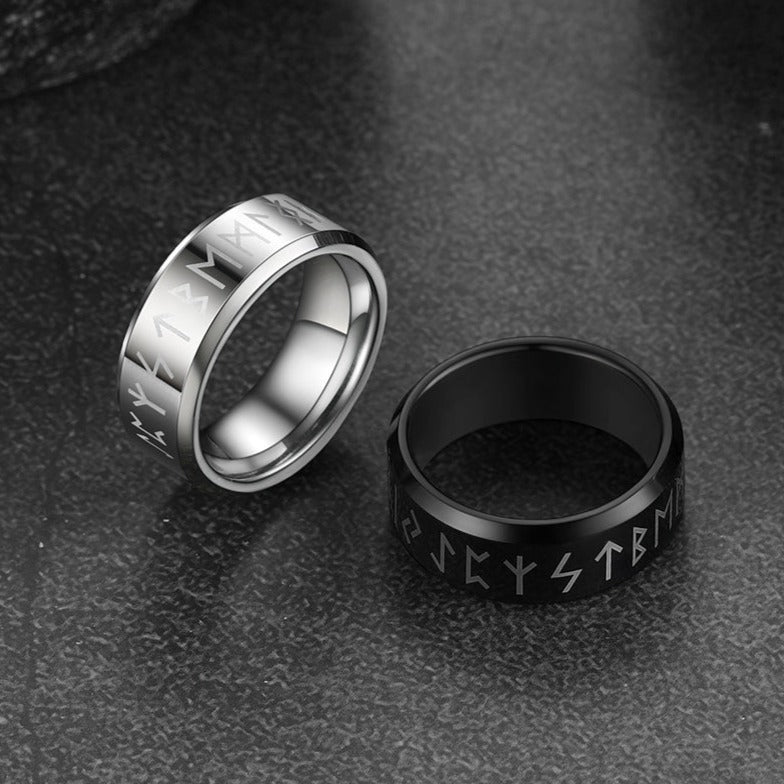 FaithHeart Norse Runes Viking Stainless Steel Ring FaithHeart