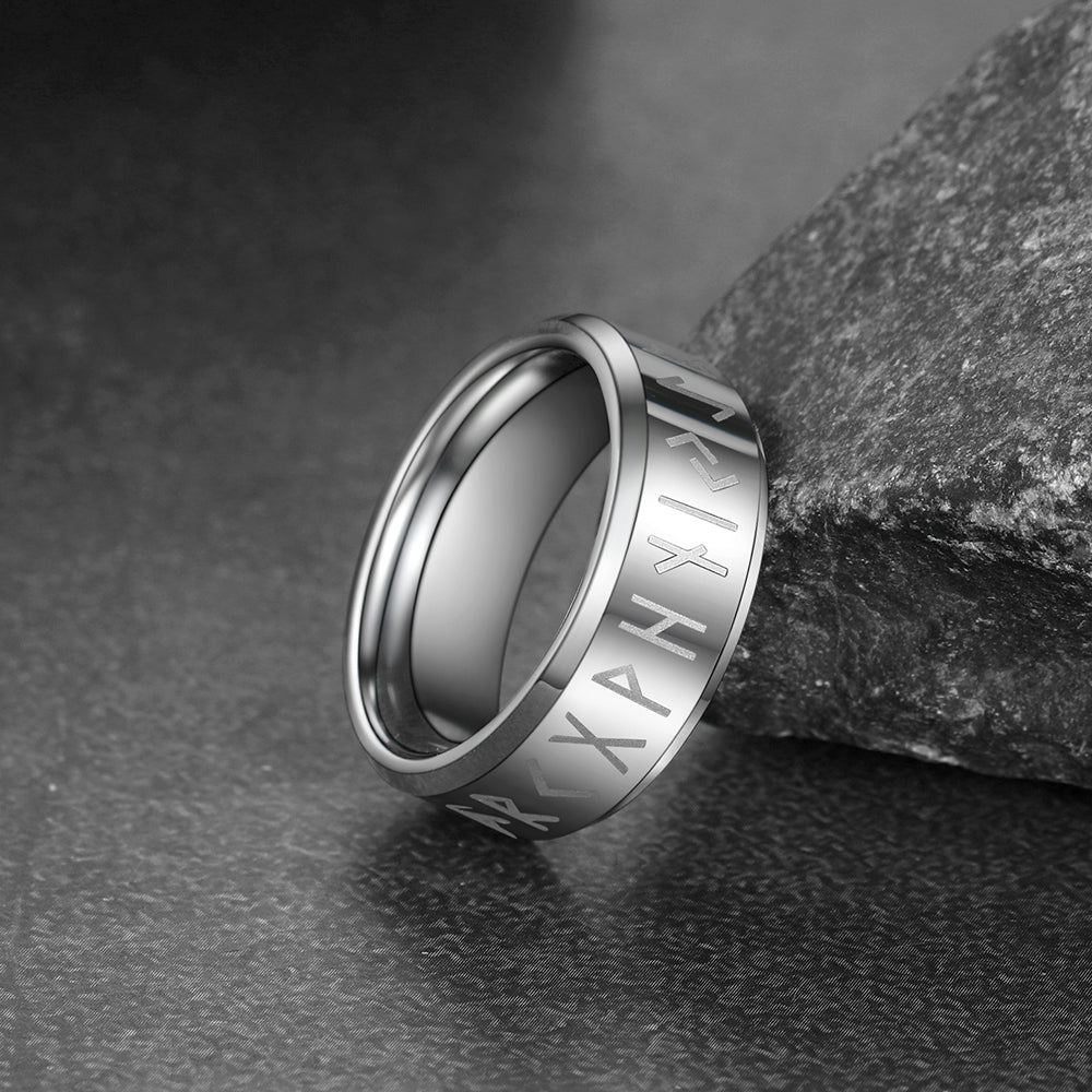 FaithHeart Norse Runes Viking Stainless Steel Ring FaithHeart