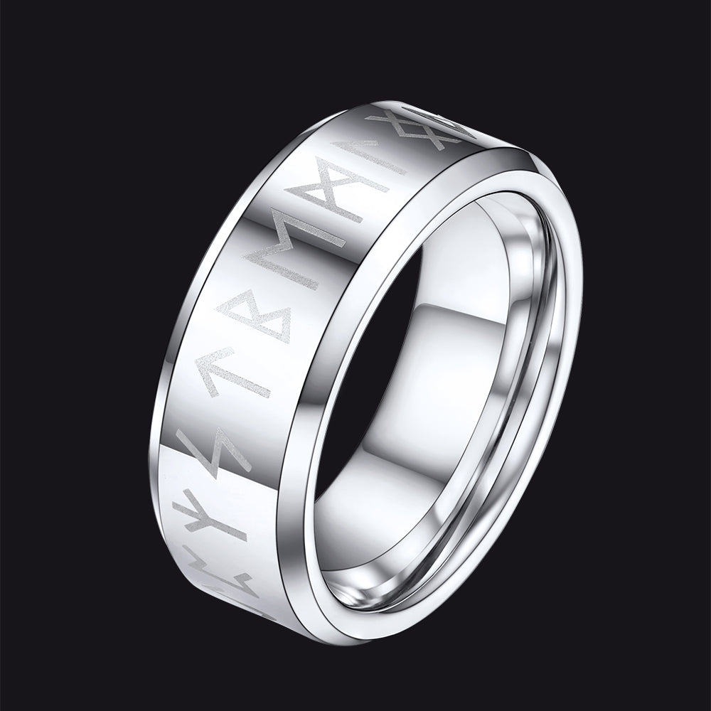 FaithHeart Norse Runes Viking Stainless Steel Ring FaithHeart