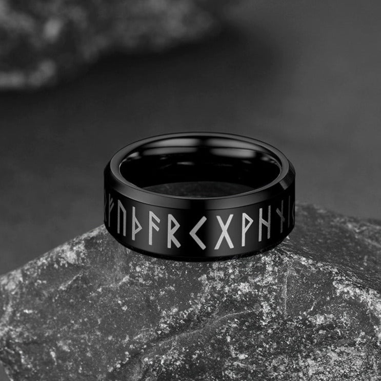 FaithHeart Norse Runes Viking Stainless Steel Ring FaithHeart