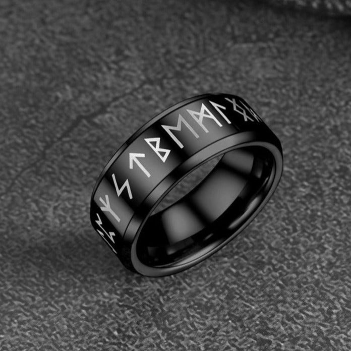 FaithHeart Norse Runes Viking Stainless Steel Ring FaithHeart