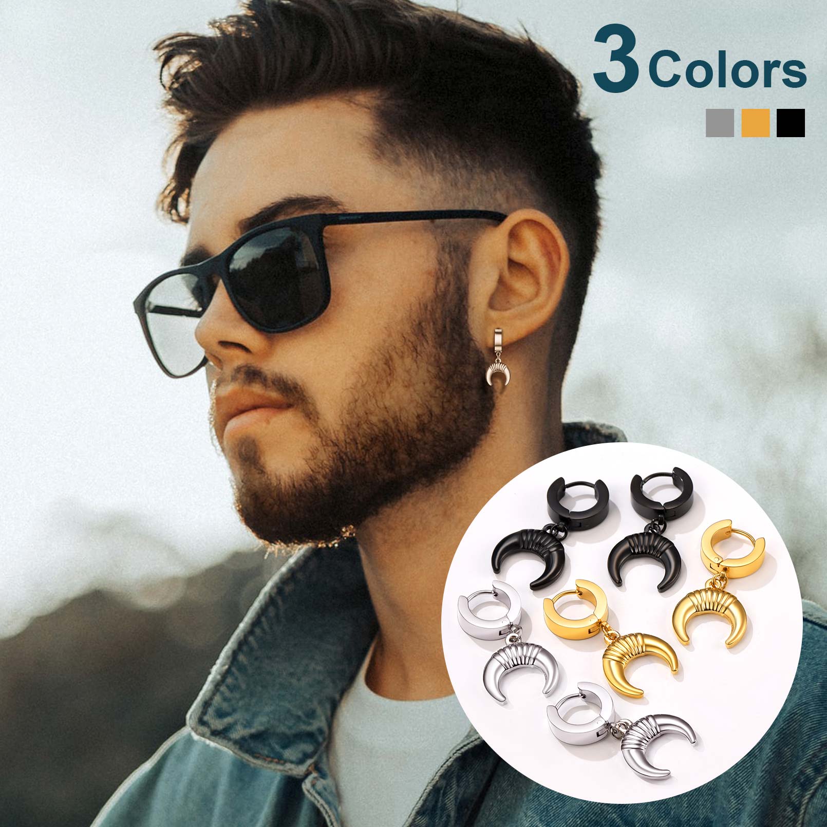 Flash Sale Hoops Inverted Moon Earrings for Women Men FaithHeart Jewelry