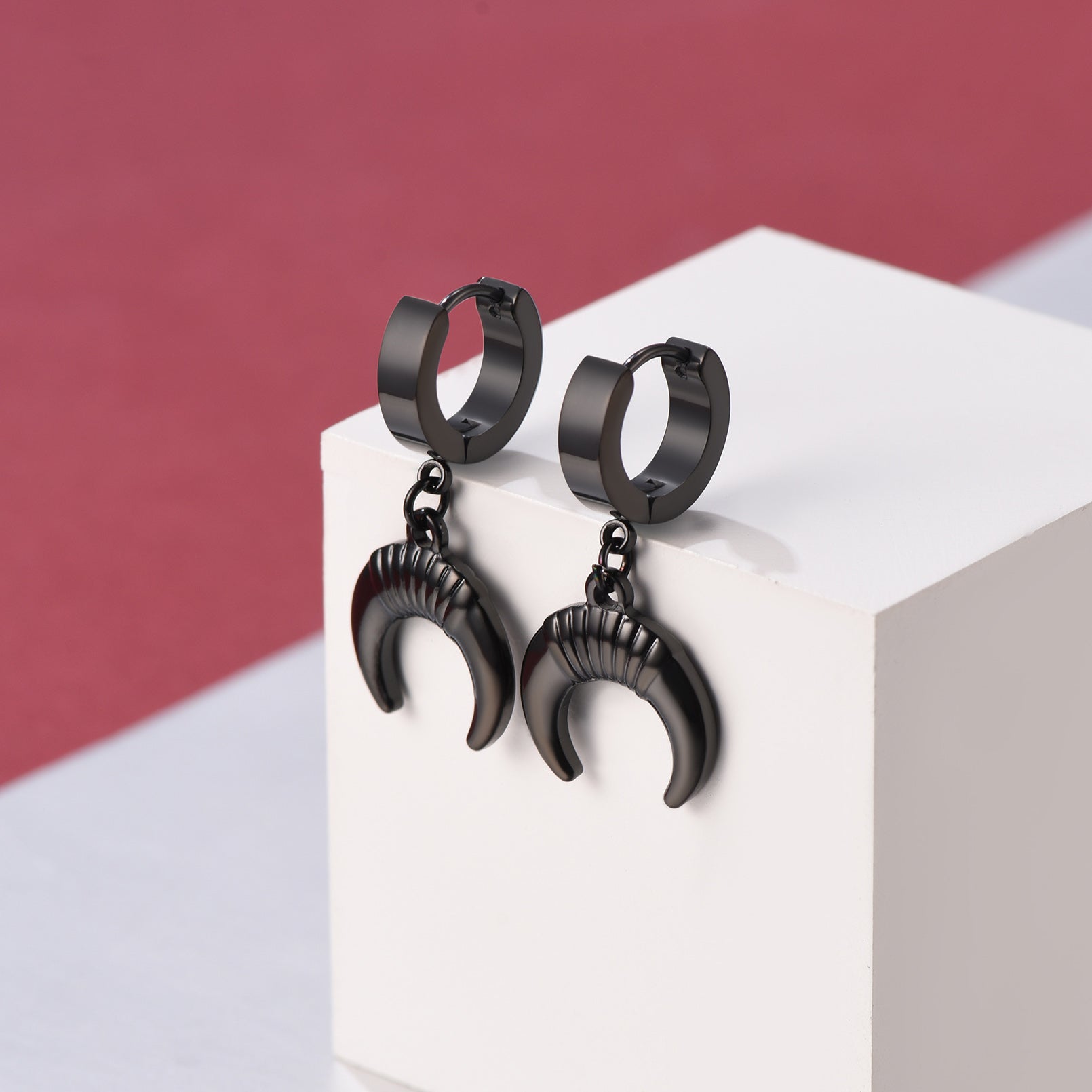 Flash Sale Hoops Inverted Moon Earrings for Women Men FaithHeart Jewelry