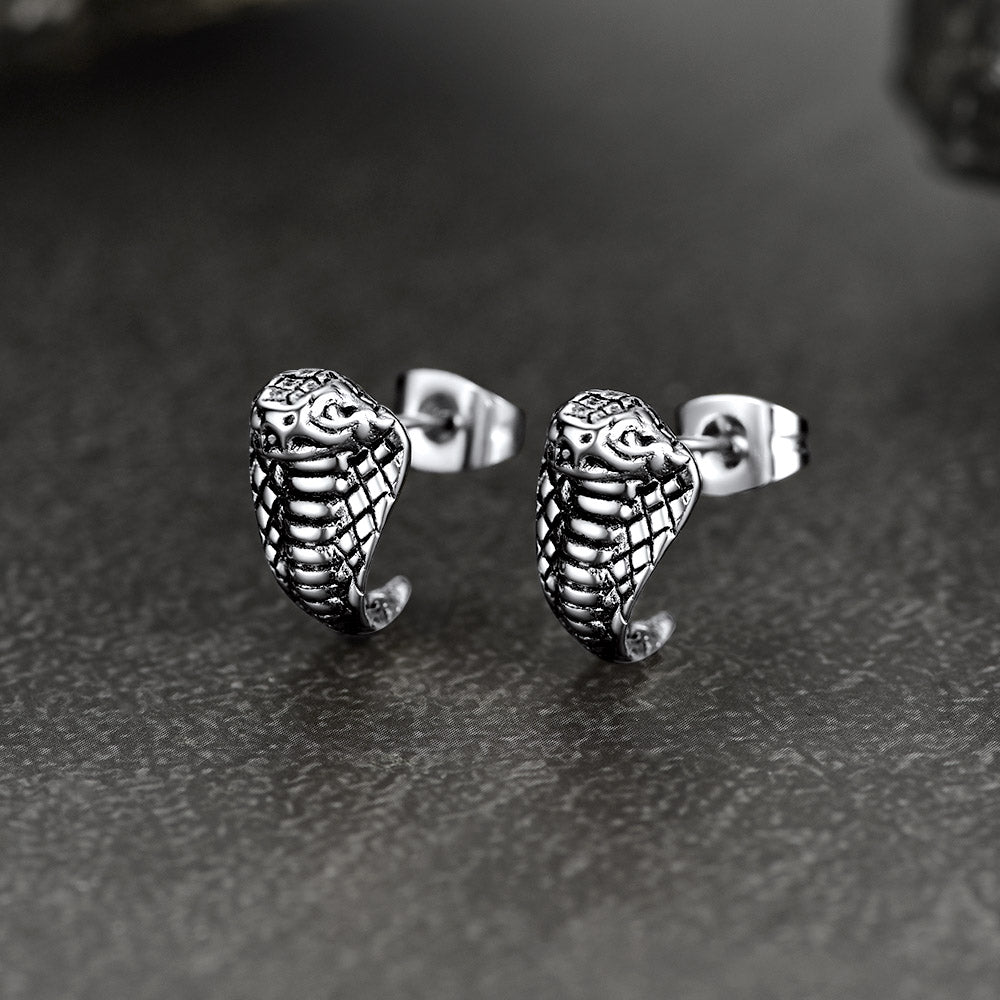 FaithHeart Cobra Gothic Punk Stainless Steel Stud Earrings FaithHeart