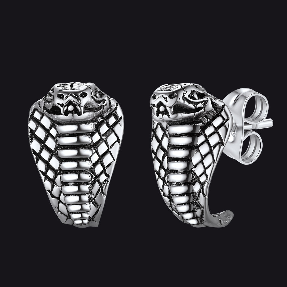 FaithHeart Cobra Gothic Punk Stainless Steel Stud Earrings FaithHeart