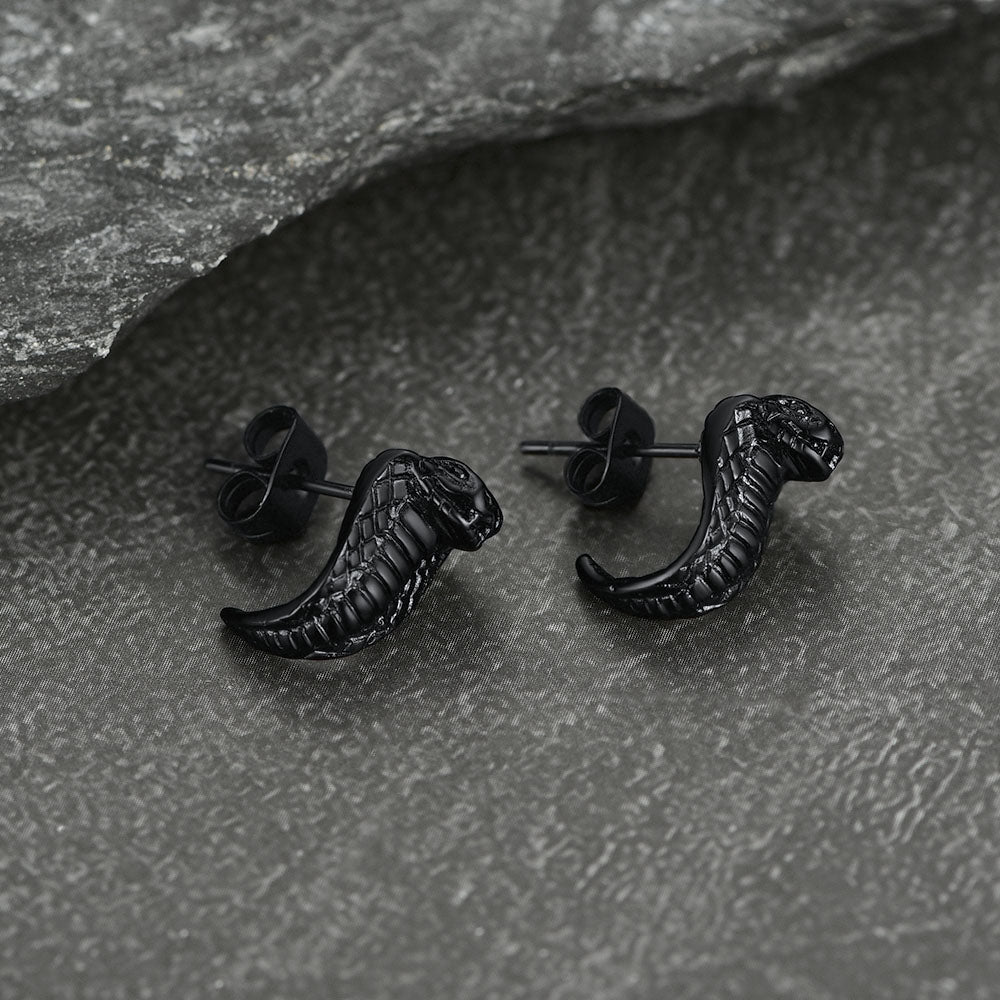 FaithHeart Cobra Gothic Punk Stainless Steel Stud Earrings FaithHeart