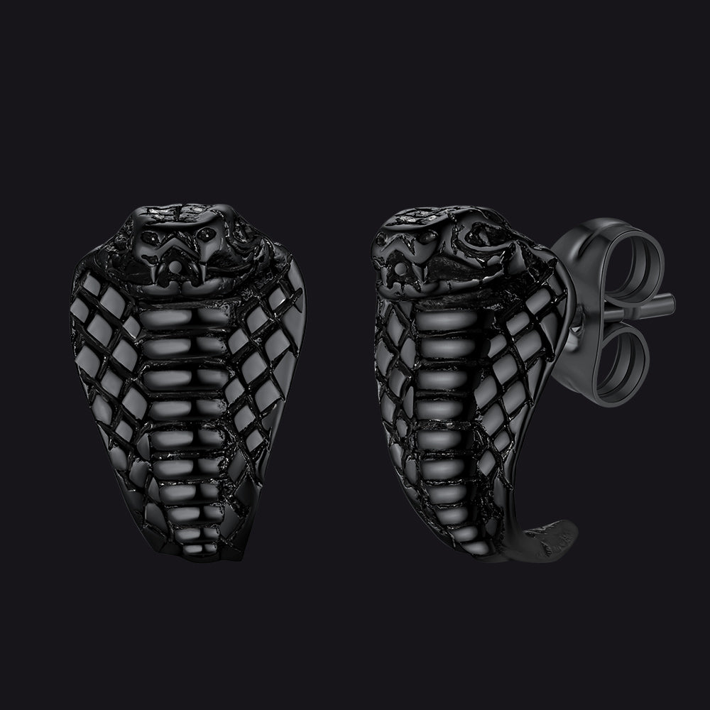 FaithHeart Cobra Gothic Punk Stainless Steel Stud Earrings FaithHeart