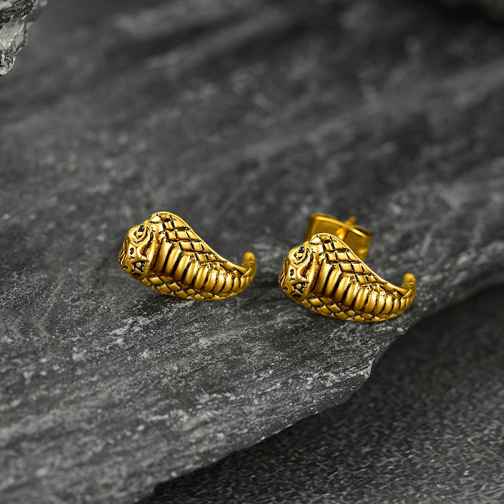 FaithHeart Cobra Gothic Punk Stainless Steel Stud Earrings FaithHeart