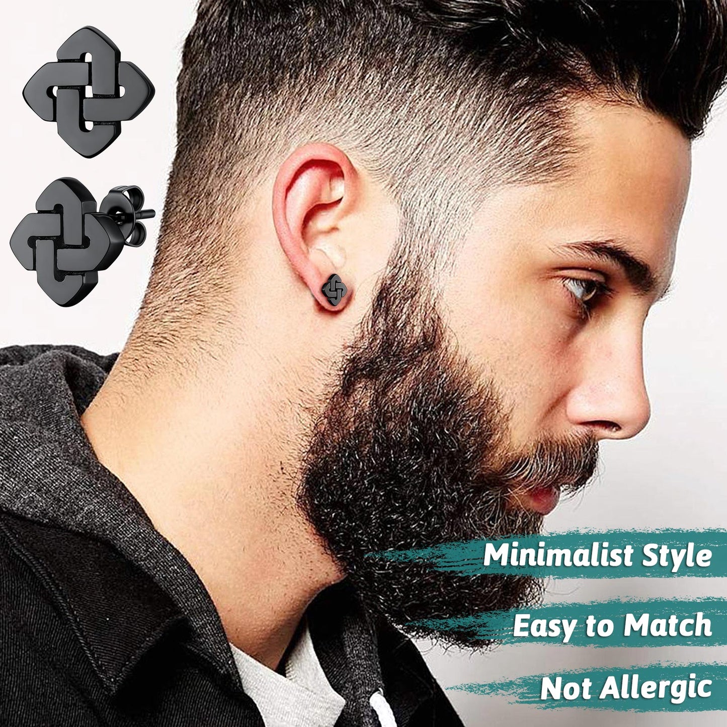 Celtic knot earring for men, minimalist design