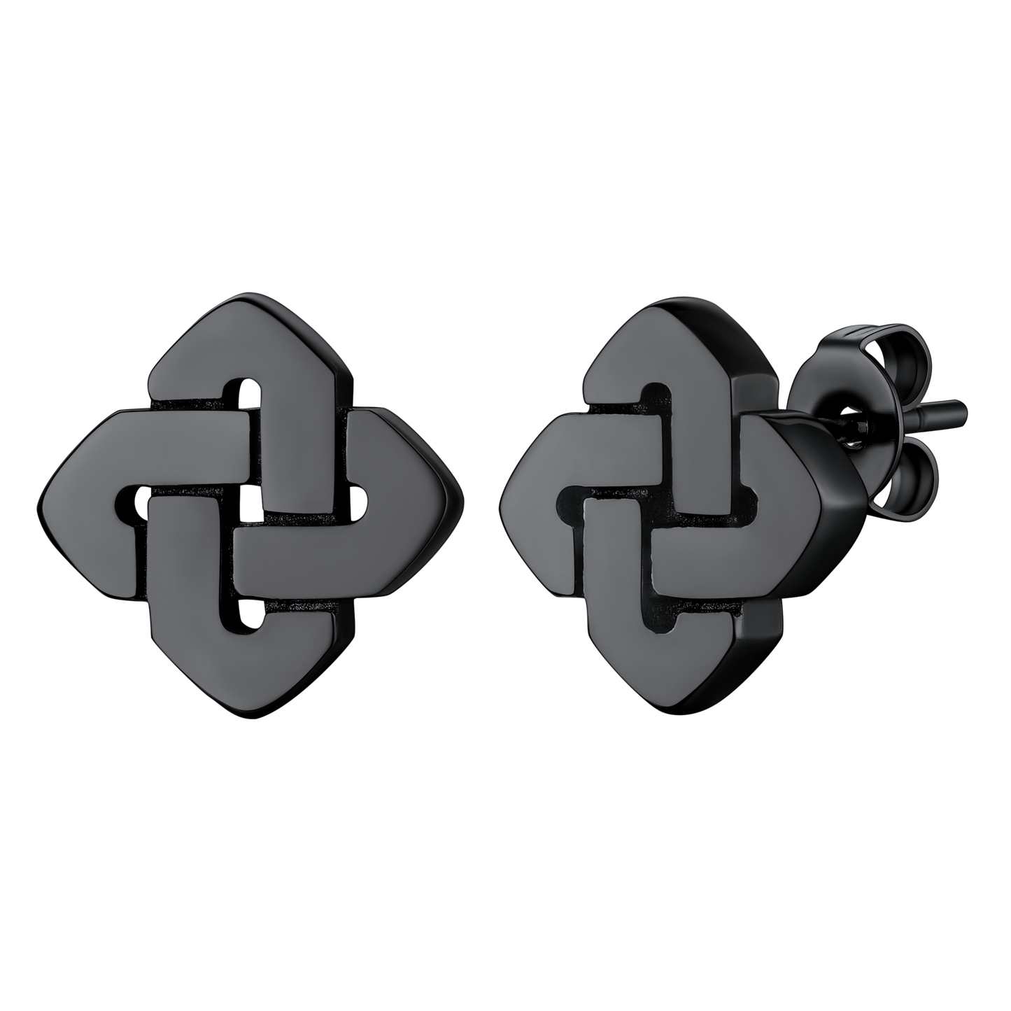 Black Celtic Knot Stud Earrings for Men