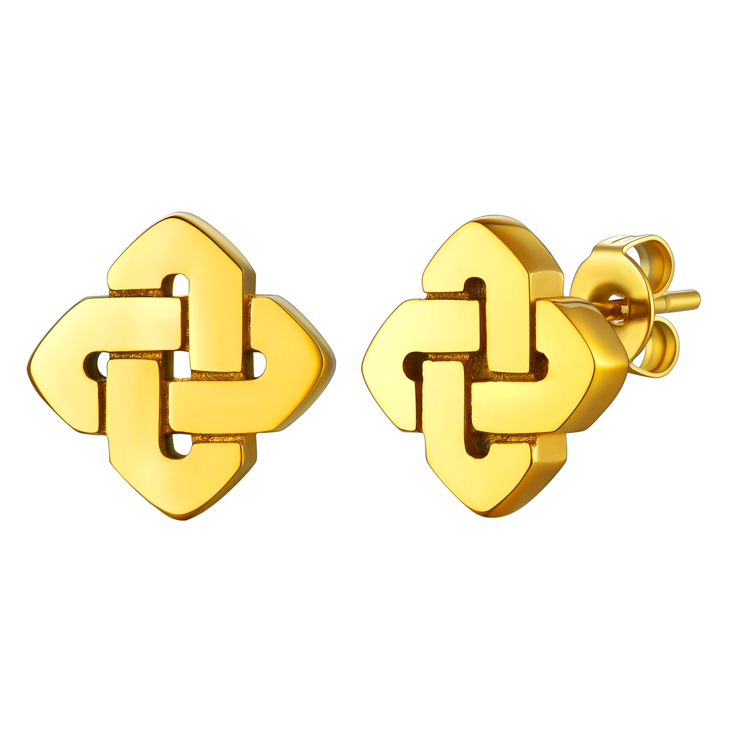 Gold Celtic knot stud earrings for men, stainless steel jewelry