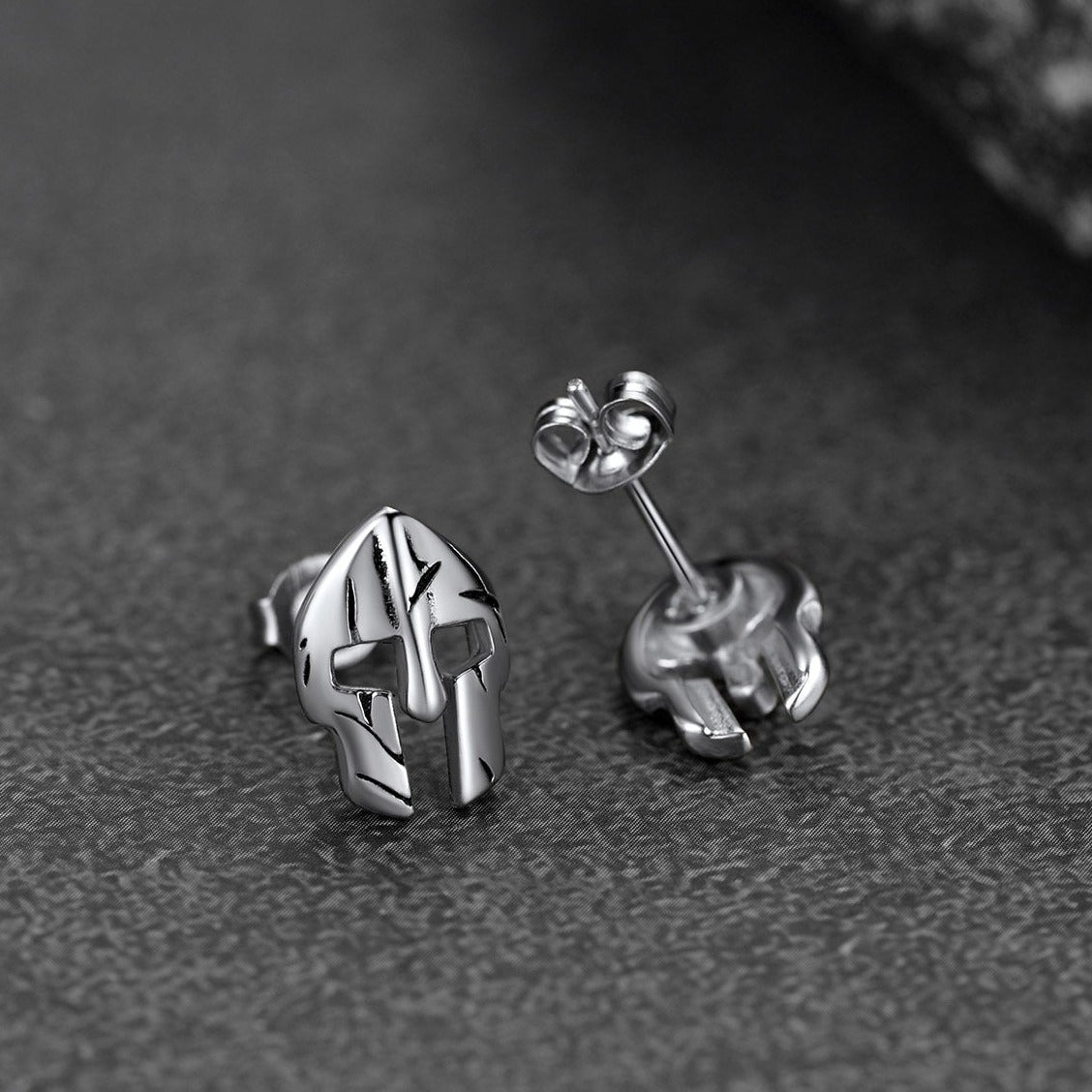 Spartan Helmet Stainless Steel Stud Earrings FaithHeart Jewelry