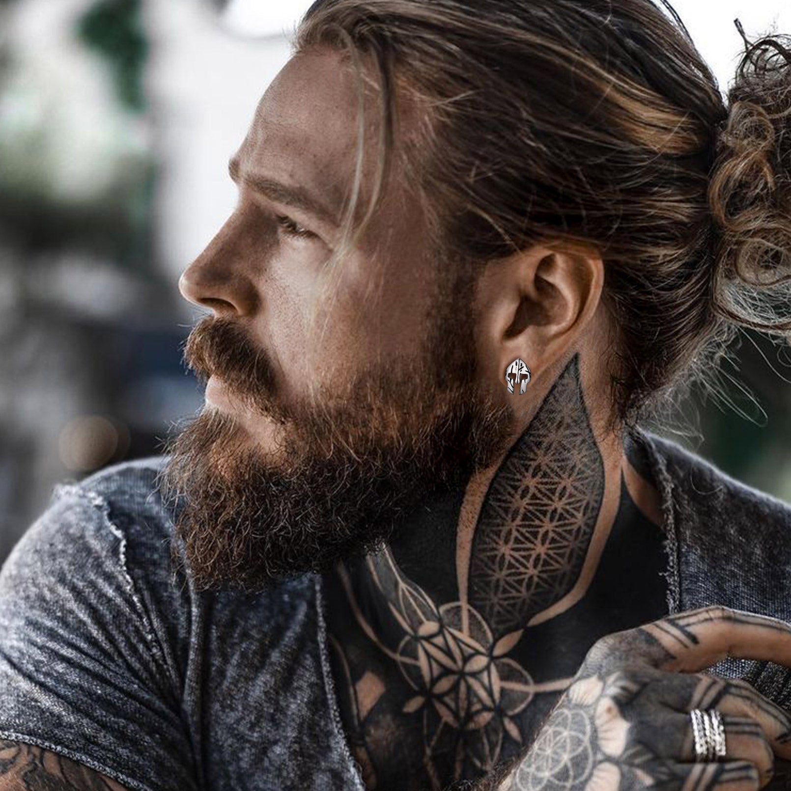 Spartan Helmet Stainless Steel Stud Earrings FaithHeart Jewelry