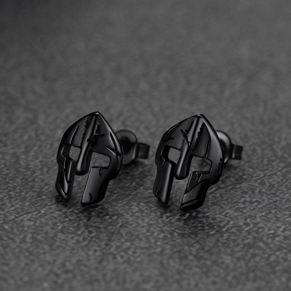 Spartan Helmet Stainless Steel Stud Earrings FaithHeart Jewelry