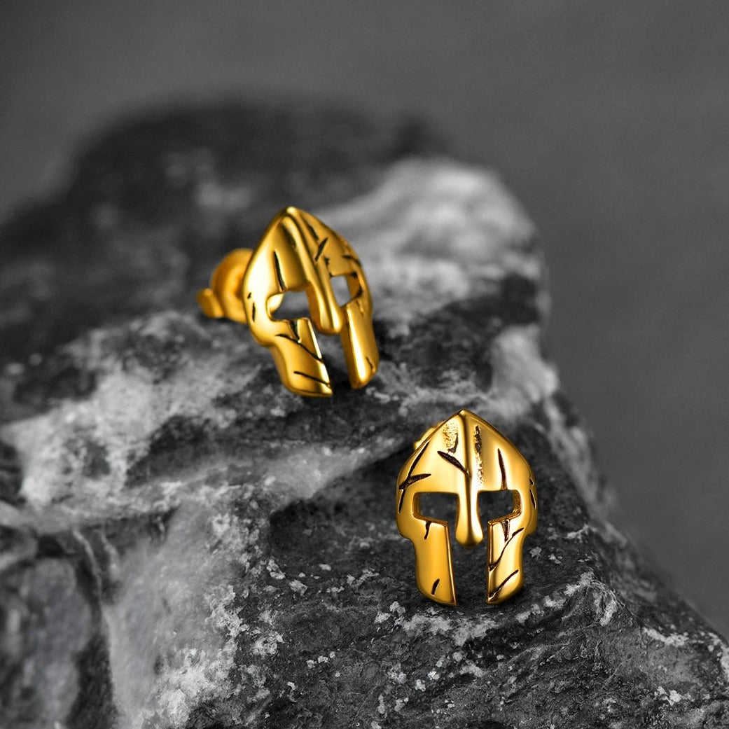 Spartan Helmet Stainless Steel Stud Earrings FaithHeart Jewelry