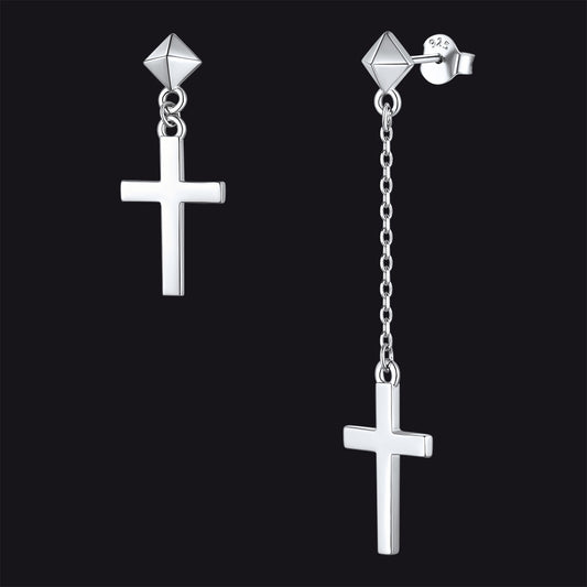 FaithHeart Asymmetry Cross Dangle Earrings Studs FaithHeartimg