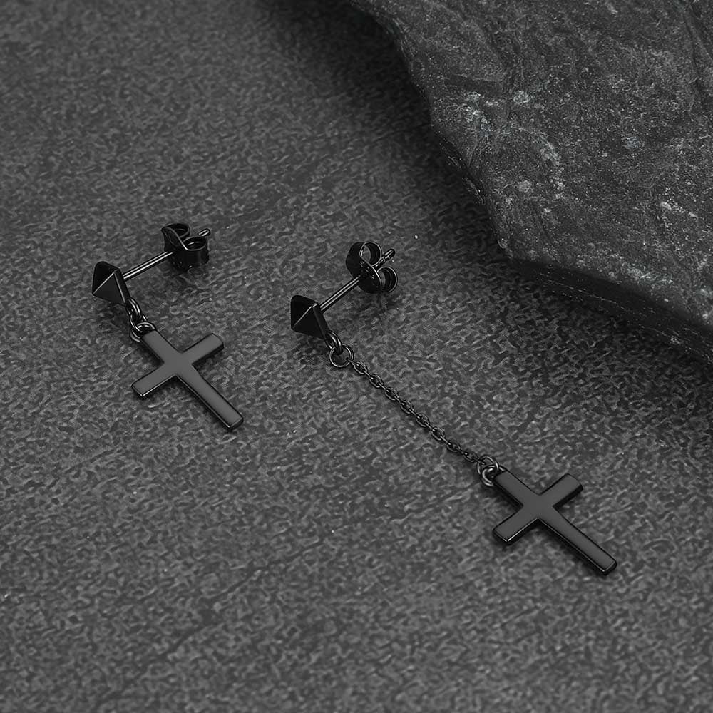 FaithHeart Asymmetry Cross Dangle Earrings Studs FaithHeart