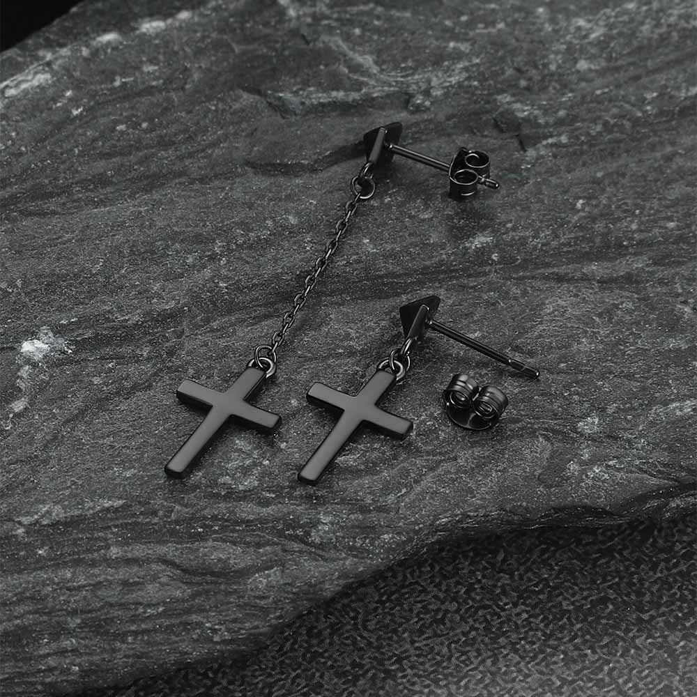 FaithHeart Asymmetry Cross Dangle Earrings Studs FaithHeart