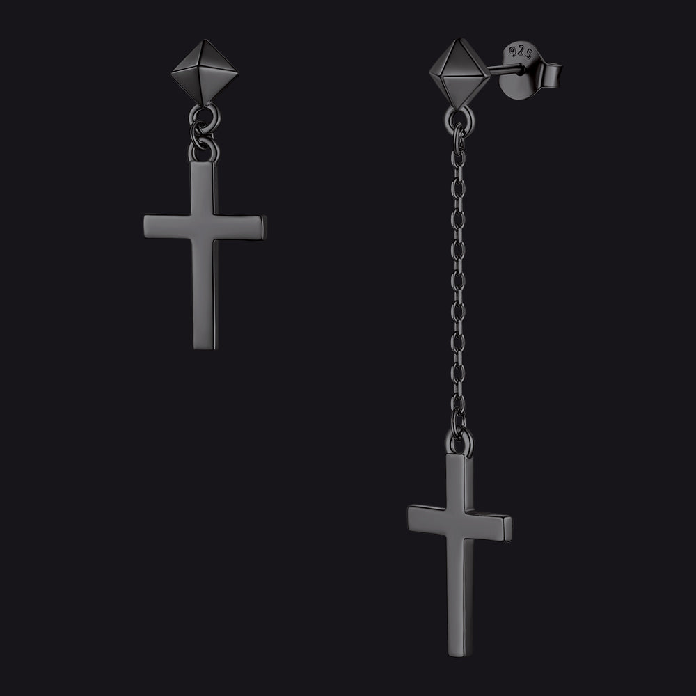 FaithHeart Asymmetry Cross Dangle Earrings Studs FaithHeart