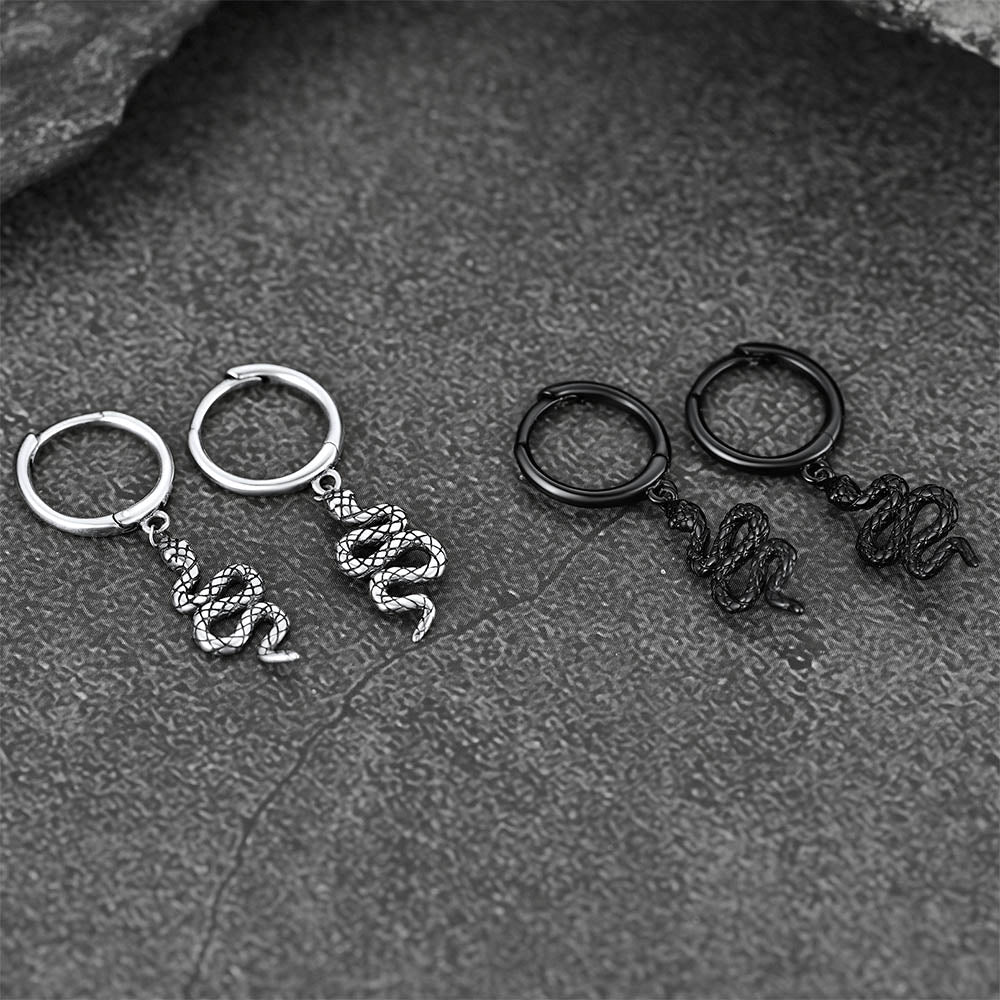 FaithHeart Snake Dangle Earrings Stainless Steel Gothic Earrings FaithHeart