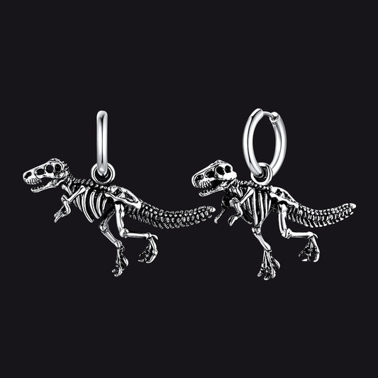 FaithHeart T-Rex Dinosaur Skull Punk Drop Earrings Vintage Dino Skeleton Earrings FaithHeartimg