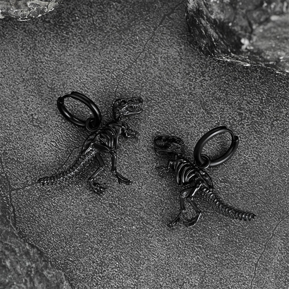FaithHeart T-Rex Dinosaur Skull Punk Drop Earrings Vintage Dino Skeleton Earrings FaithHeart