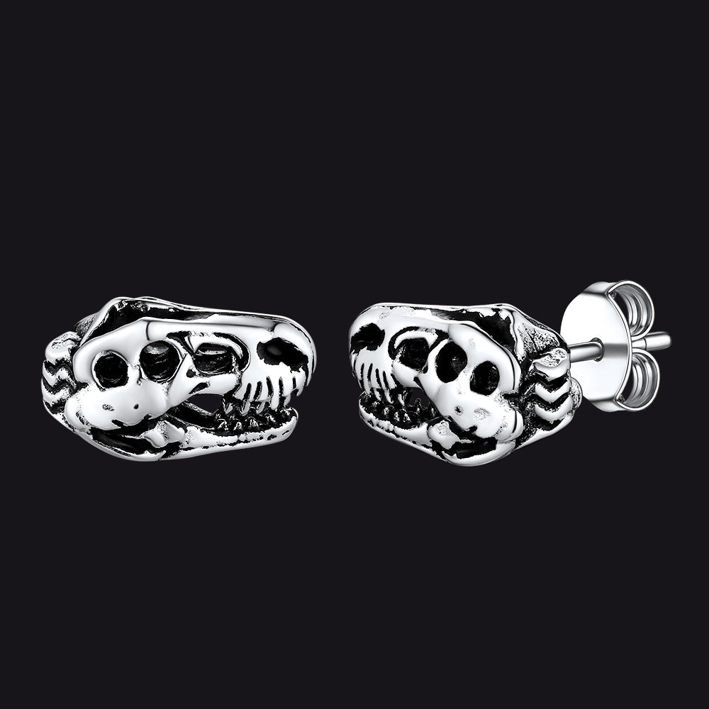 FaithHeart Dinosaur Stud Earrings Stainless Steel Punk Rock Earrings for Men FaithHeart
