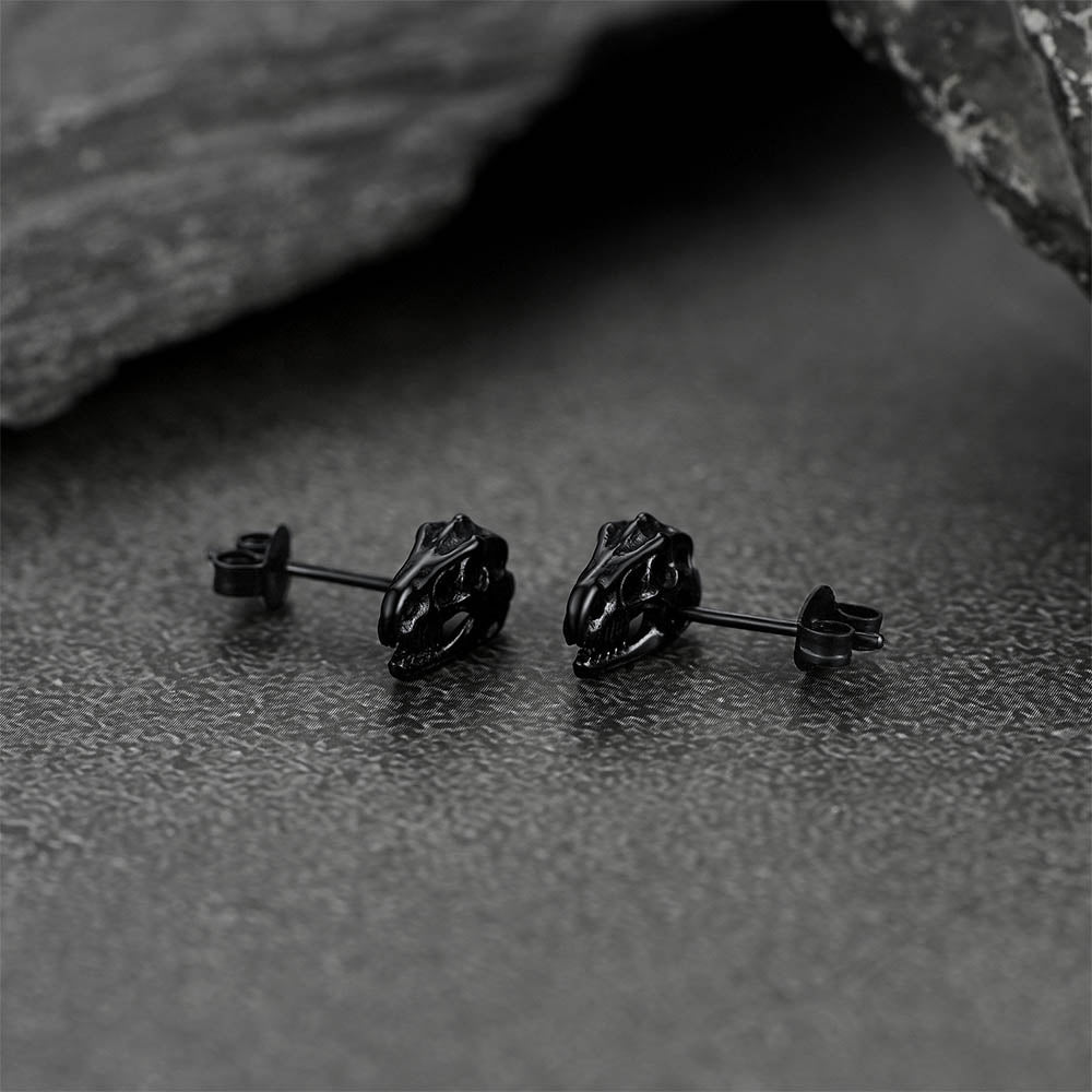 FaithHeart Dinosaur Stud Earrings Stainless Steel Punk Rock Earrings for Men FaithHeart
