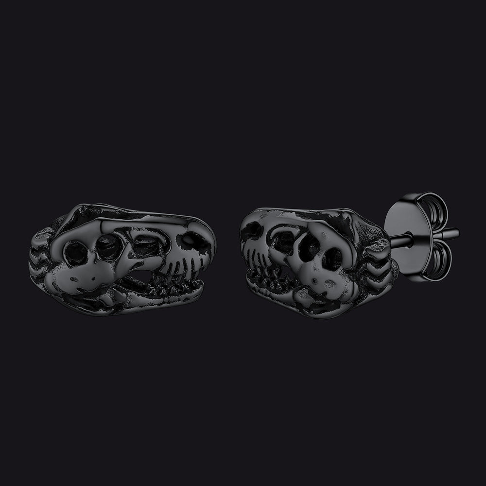 FaithHeart Dinosaur Stud Earrings Stainless Steel Punk Rock Earrings for Men FaithHeart