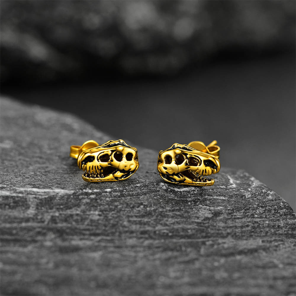 FaithHeart Dinosaur Stud Earrings Stainless Steel Punk Rock Earrings for Men FaithHeart