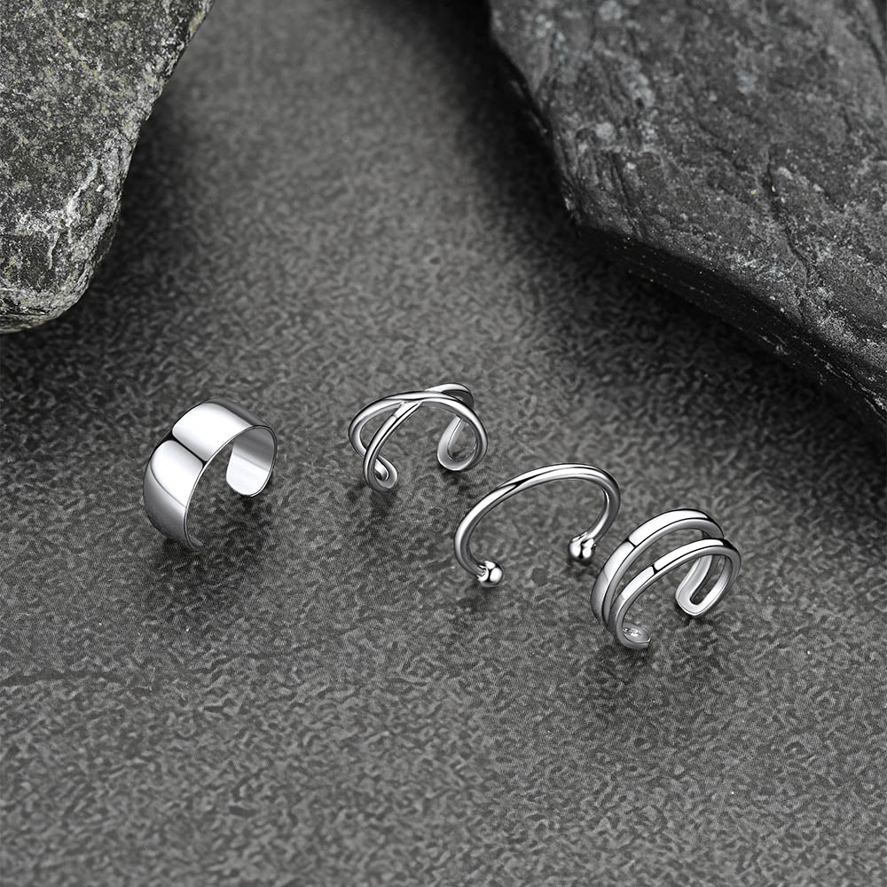 FaithHeart 925 Sterling Silver Ear Cuff Non-Piercing Earrings Set FaithHeart