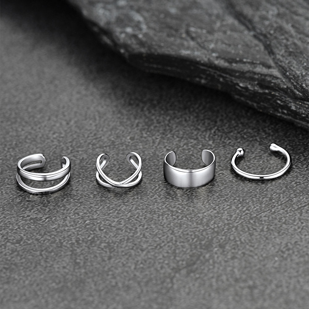 FaithHeart 925 Sterling Silver Ear Cuff Non-Piercing Earrings Set FaithHeart