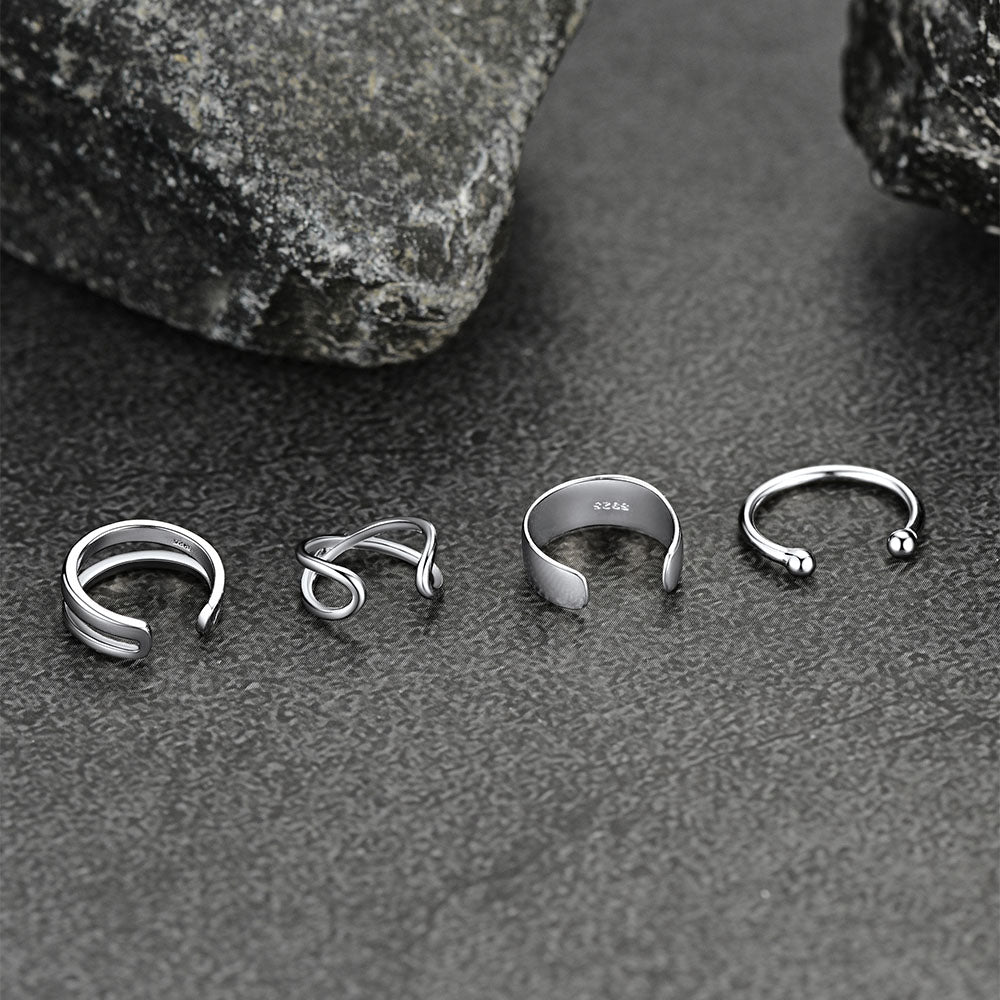 FaithHeart 925 Sterling Silver Ear Cuff Non-Piercing Earrings Set FaithHeart