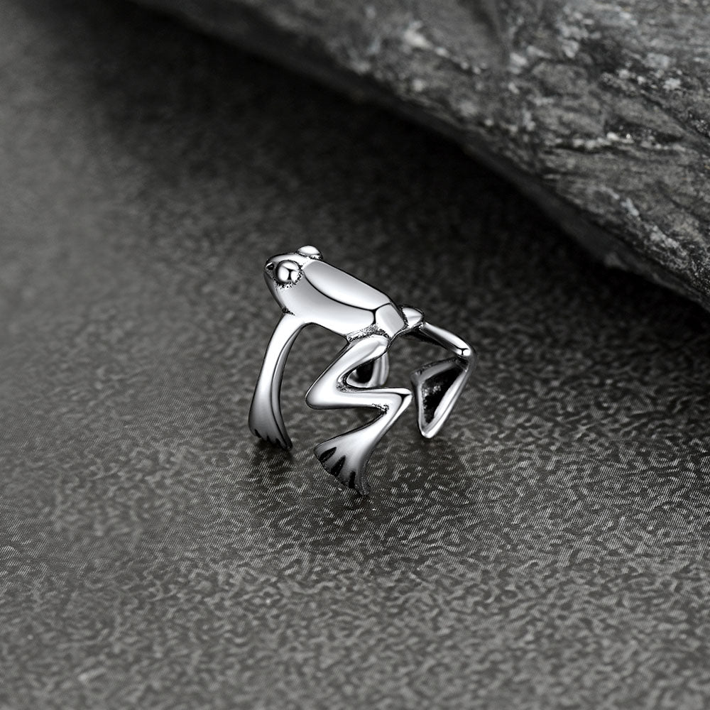 FaithHeart 925 Sterling Silver Frog Ear Cuff Cartilage Earrings 1 Pcs FaithHeart