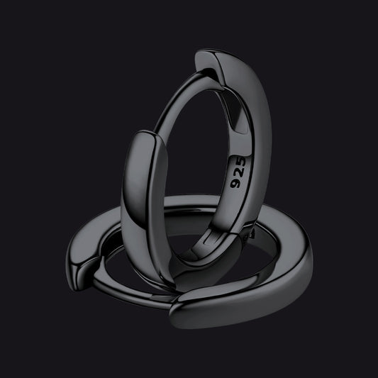 Classic Sterling Silver Huggie Hoop Earrings for Menimg